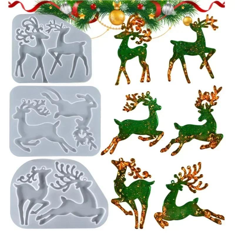 

Christmas Elk Epoxy Resin Mold for Keychain Pendant Charms Silicone Mold DIY Resin Jewelry Making Tool Xmas Crafts Casting Mould