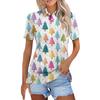 Dámská móda Neformální košile s potiskem s klopou a krátkým rukávem Dámské topy se zapínáním na knoflíky