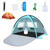 Light Blue Foldable Beach Tent Portable Family Tents Sun Shelter W/Camping Lamp