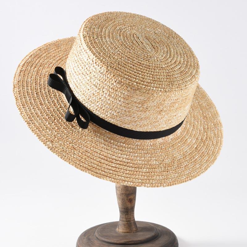 sale Top Quality Classical Summer Beach Hat Wide Brim Straw Boater Canotier Sun Hats for Women 56-58cm