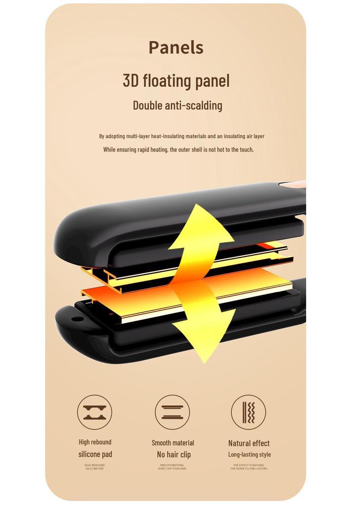 Dual-Use 3D Floating Plate Hair Straightener: Fast Heating, Digital Display, Auto Power-Off, Anti-Scald, No Hair Damage