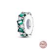 Round 925 Copper Clasp Pave Clip Charms Blue Star Moon Butterfly Slide Safety Chains Spacer Beads Fits Original Bracelet Zircon