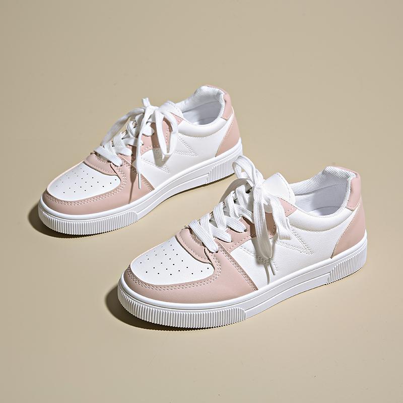 Women's Vulcanize Shoes Flat Classic Sports Lace Up Skateboard Board Shoe Walking White Running Sneakers