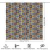 Blue Orange Flower Tile Shower Curtain Waterproof Bathroom Decor Print Home Decoration Customizable Size Available