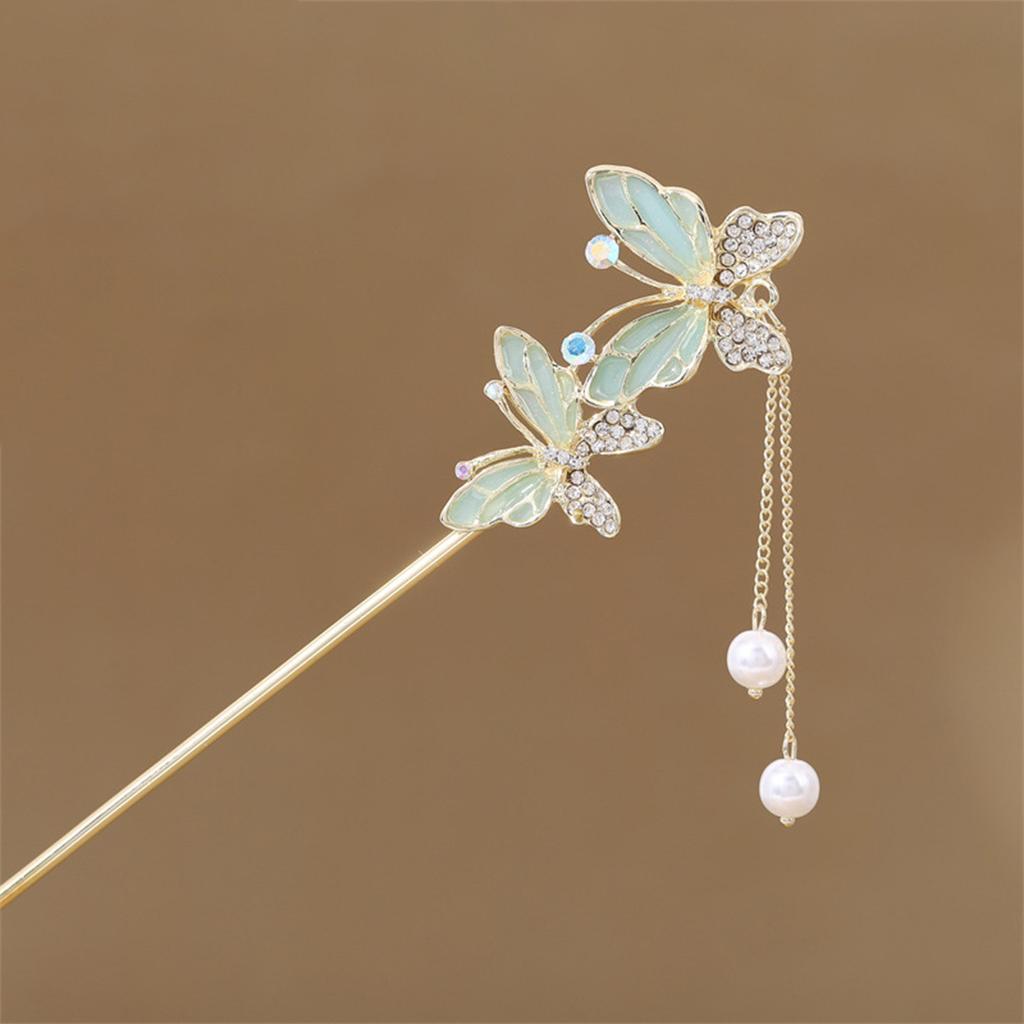 Vintage Hairpin chinese style tassels Cat Eyes Flower Decor Fine Pattern Elegant Hair Chopsticks for Women Girls hair styling