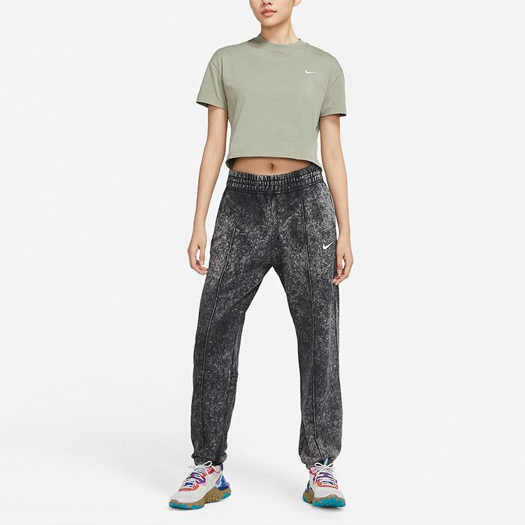 Nike Casual Solid Color Logo Short Sleeve Round Neck T-Shirt Women Tops Light-Army-Green DA0324-320