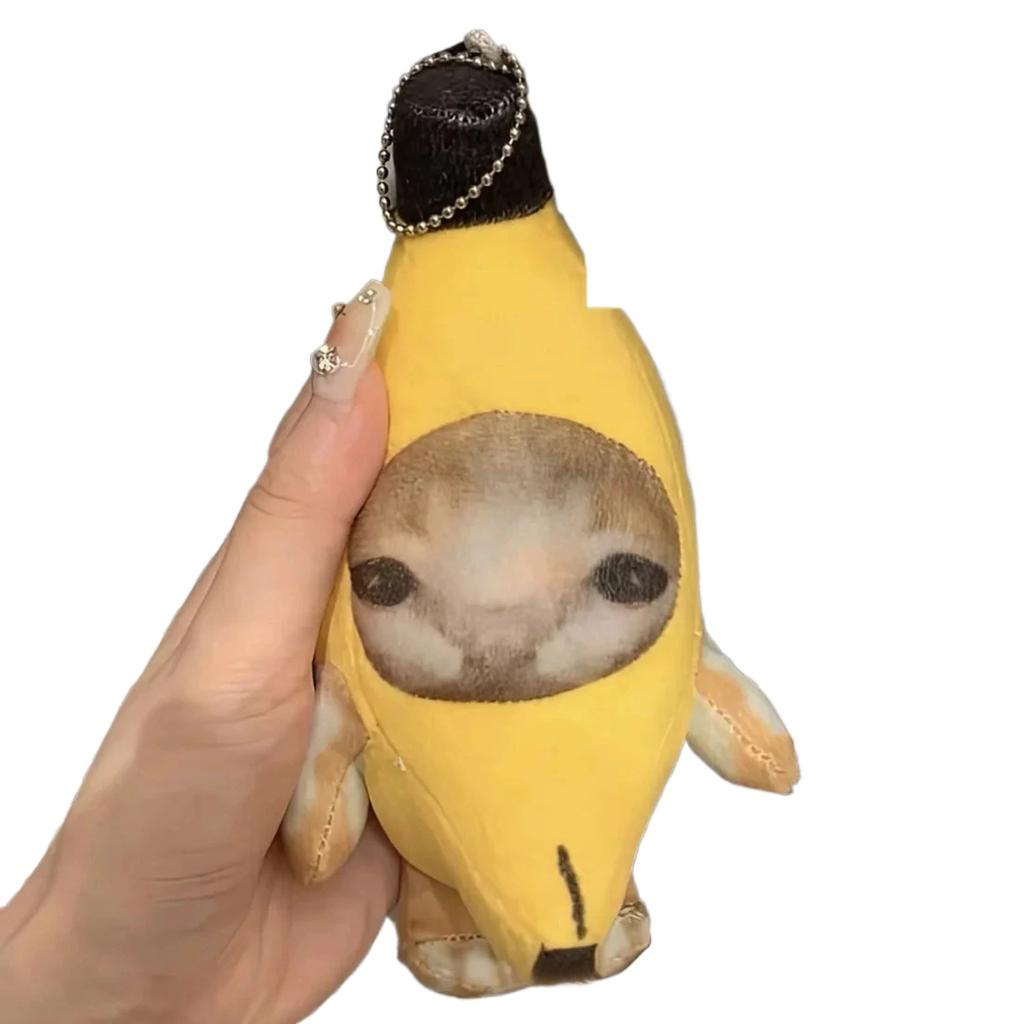 17cm Sound Toy Banana Cat Doll Pendant Singing Doll Keychain Crying Happy Banana Cat Plush With Sound Toy Car Bag Kid Funny Gift