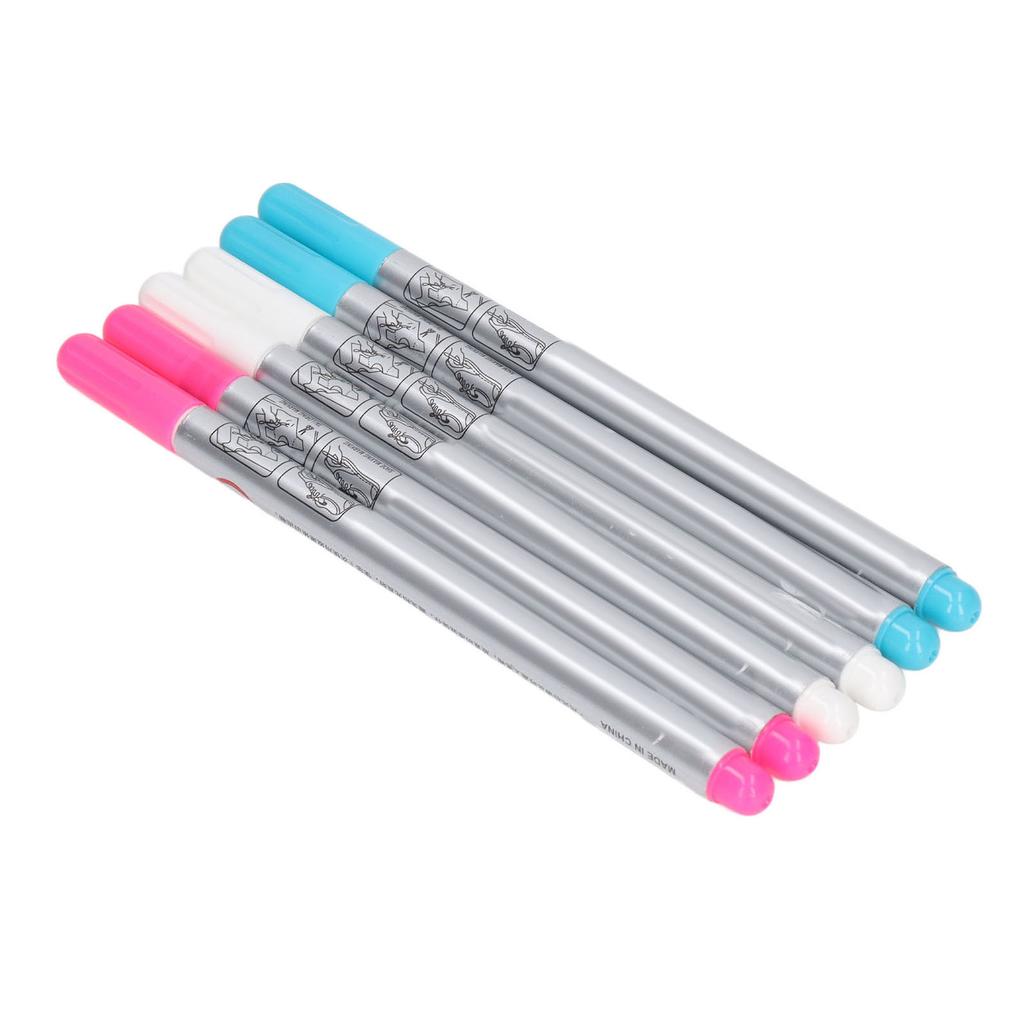6pcs Embroidery Pen 3 Colors Soft Nib High Temperature Fading Water Soluble Erasable Sewing Measuring Tool