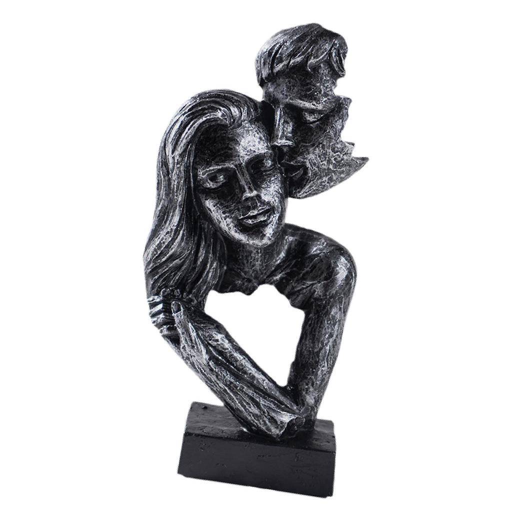 Abstract Kissing Couple Face Sculpture Artwork Kissing Lover Statue for Farmhouse Living Room Festival Shelves Wedding Gift