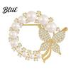 Elegant Butterfly Jewelry Ladies Brooch Pin Rhinestone Faux Pearl Lapel