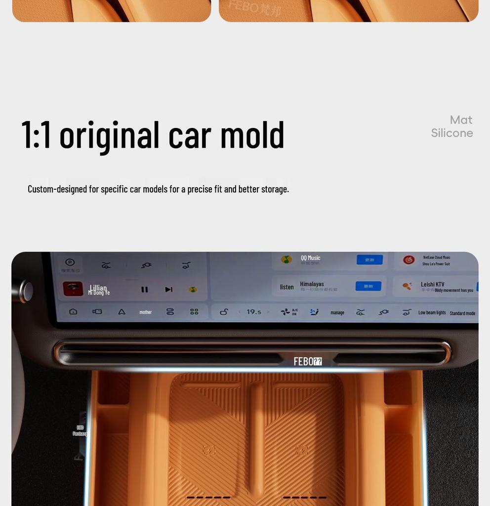 Li Auto i6 Center Console Cup Holder Silicone Storage Mat - Fits 25 Models, Multifunctional Car Accessory