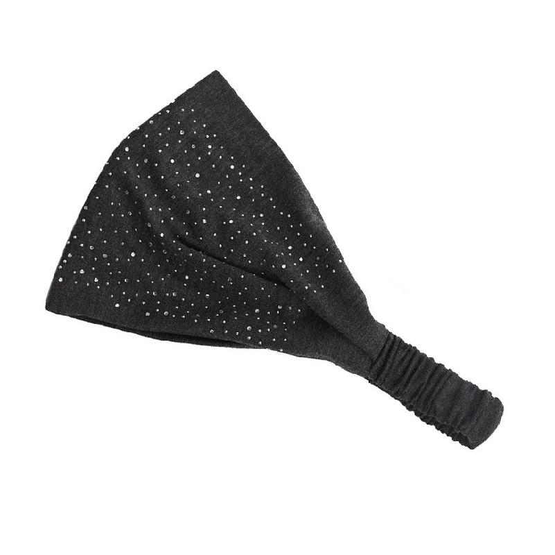 Einfarbiger Strass breiter Rand hinten elastisches Stirnband für Damen