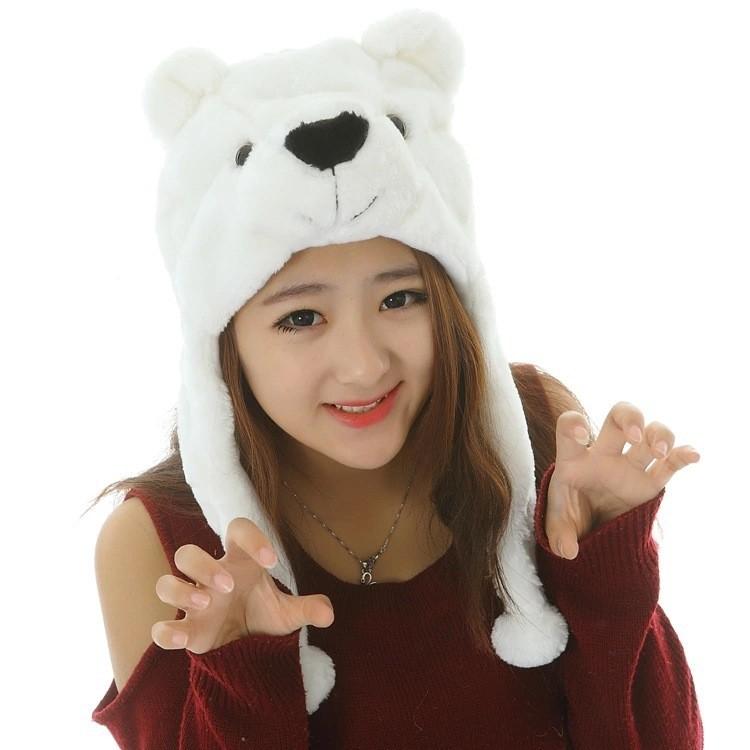 Cartoon Animal Hat For Adults And Kids Warm Plush Winter Headgear With Ear Cover For Kids