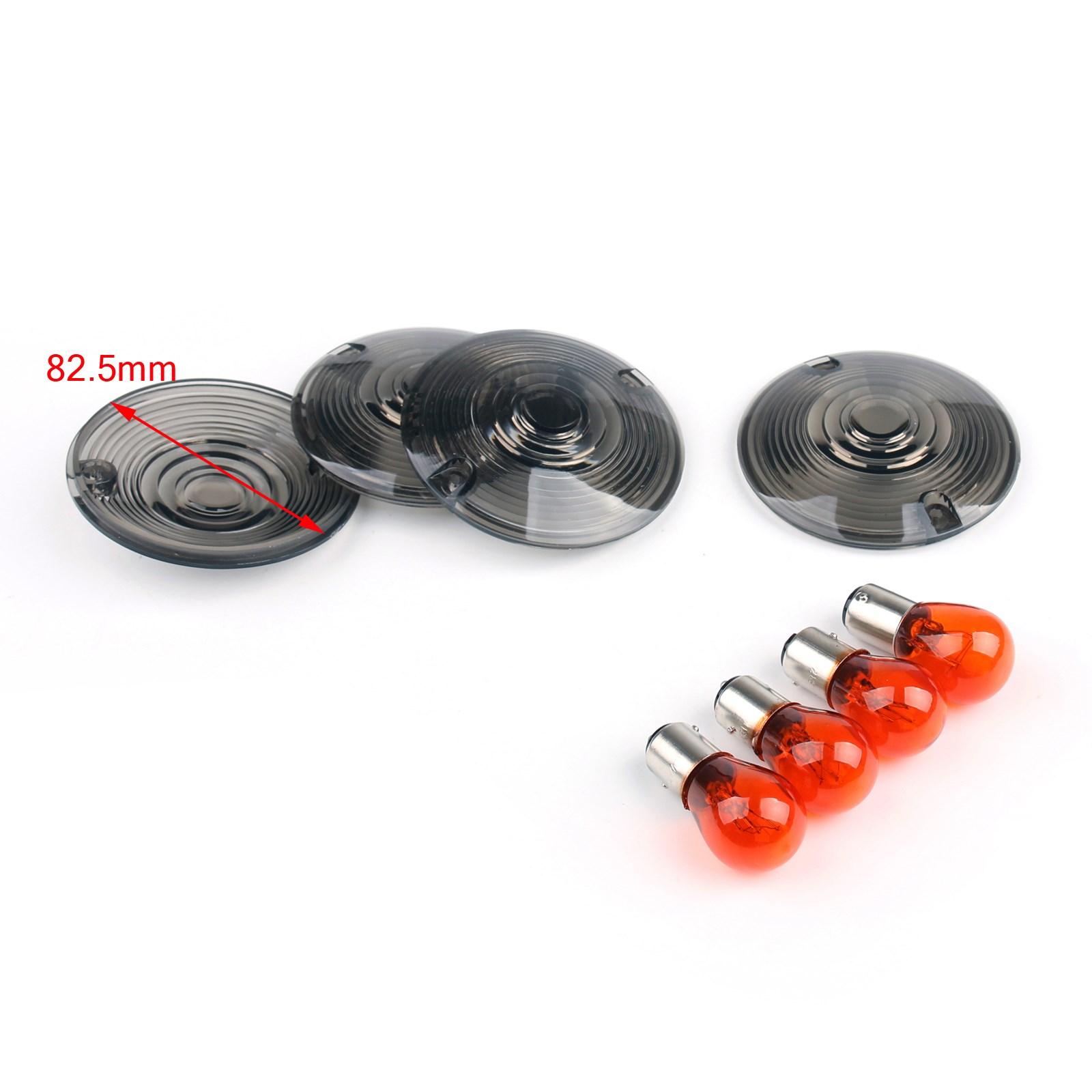 

4x Smoke Turn Signal Lens For Bulbs For Harley Road King Touring Glide 1986-2007