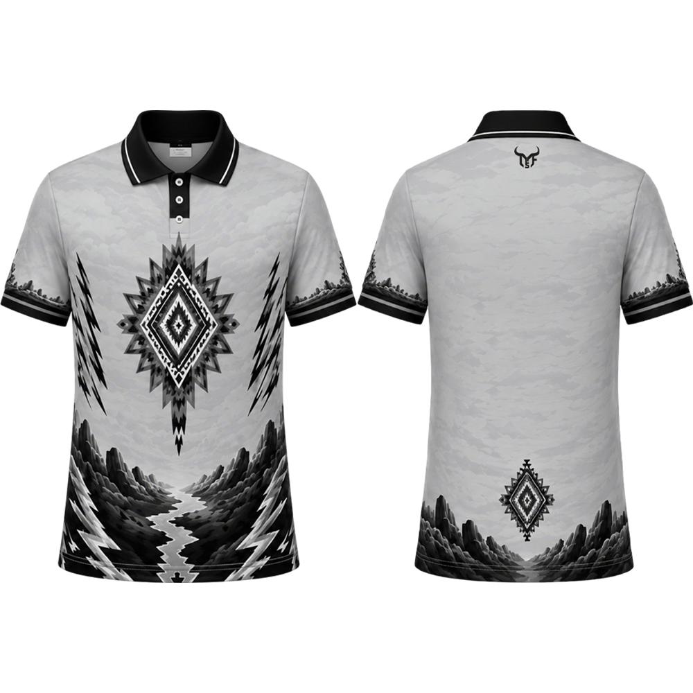 Herren Western Berg Ethnischer Stil Lässiges Bedrucktes Poloshirt Schnelltrocknendes Sport Golf Shirt Sommer Lässig Atmungsaktive Kragen Oberteile