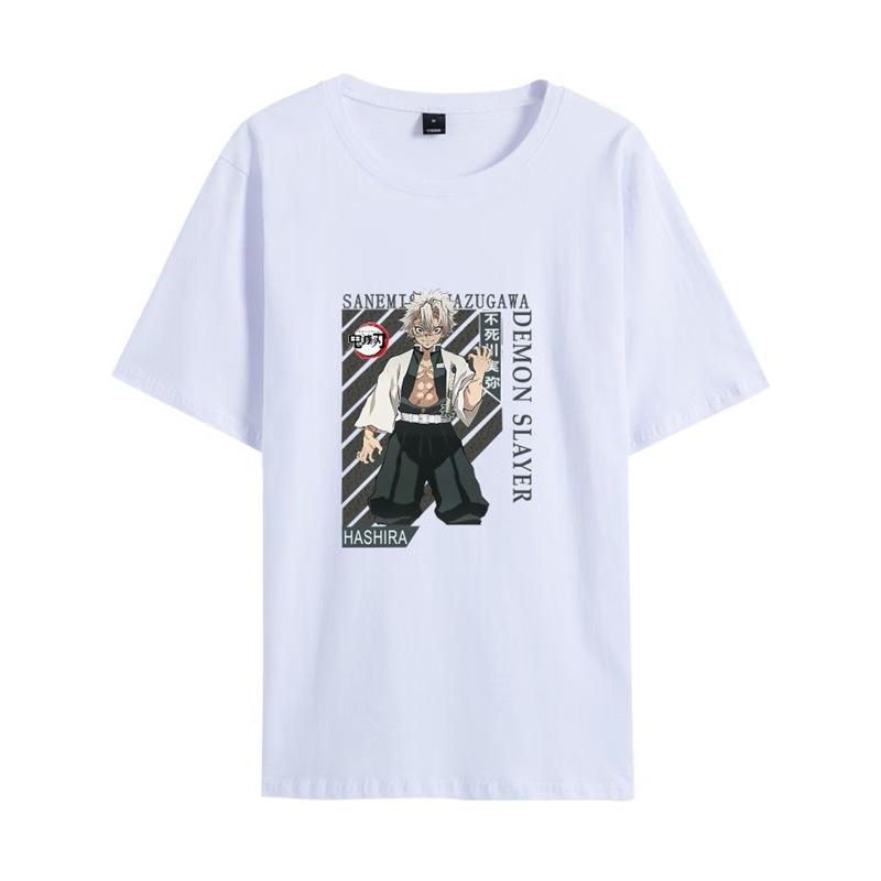Demon Slayer Anime Tryck Oversized Bomulls T-shirt Herr och Dam Bekväm Mångsidig Street Y2K Sommartrend Harajuku T-shirts
