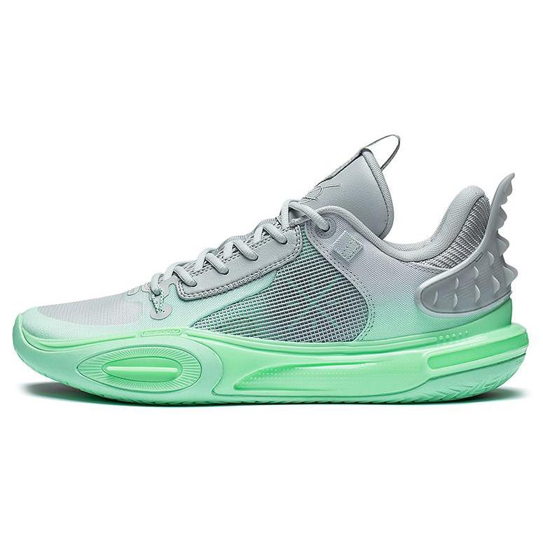 New LiNing All City 11 Cushioning Anti Slip And Wear Resistant Low Top Basketball Shoes Men's Gray Green ABAT031-1