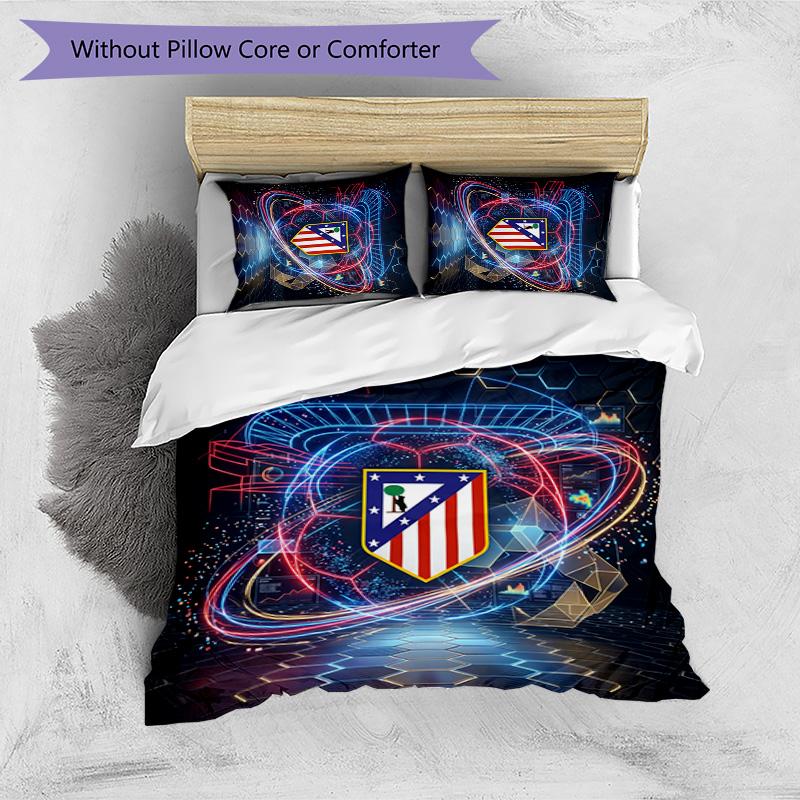 Set Biancheria da Letto 3 Pezzi con Stampa Atletico Madrid Morbido Delicato sulla Pelle Lavabile Copripiumino e Federe Set per Tutte le Stagioni Camera da Letto