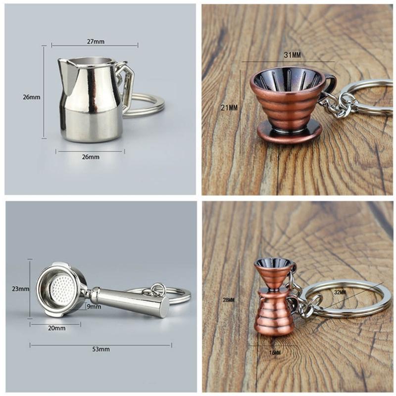 Unique Coffee Machine Filter Handle Keychain Fashion Metal Key Ornament Bag Charm Present for Coffee Aficionados