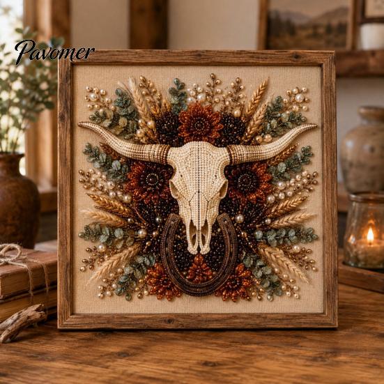 Western Wall Art Decor Charm Faux Pearl Kit, DIY Cowboy Hat Painting Creative Hobby for Beginners Rustic Farmhouse Crafting Kit Adults, Home
