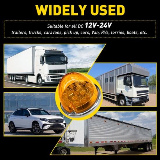 2PCS Universal Amber LED Watermelon Light Side Marker Turn Signal Light Lamp