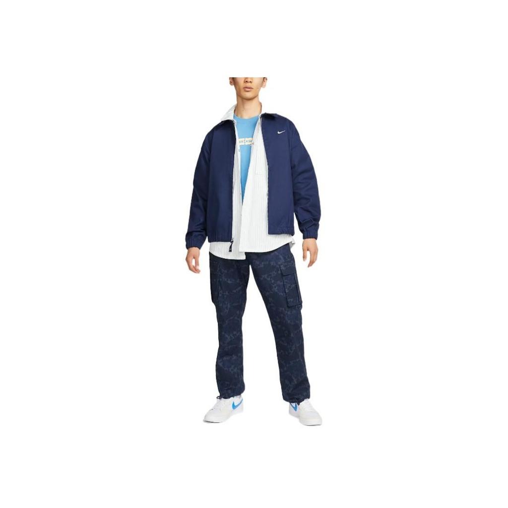 Nike Solid Color Logo Skateboard Coach Jacket Men Outerwear Navy-Blue DQ6335-410