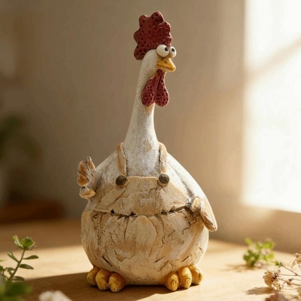 Funny Rooster Statue Cartoon Animal Shaped Garden Ornament Hen Statue Lawn Decoration