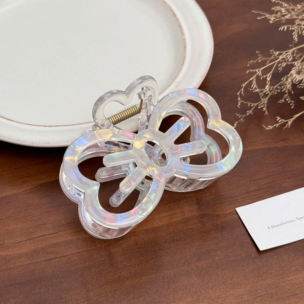 

Colorful 8.9cm Acrylic Hair Claw Clip With Charming Bowknot For Trendy Hairstyles Glitter White