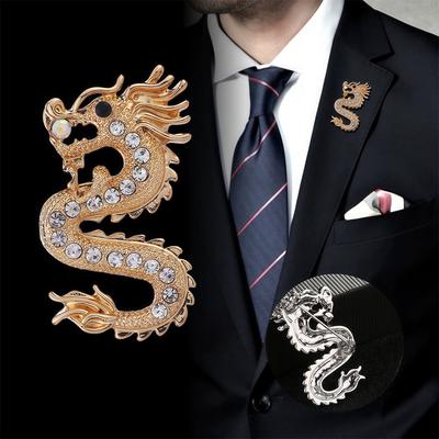 1Pc Unique Zodiac Dragon Brooch Retro Creative Pin Punk Cool Jewelry Accessories Birthday Party Festival Gifts Souvenirs Trend