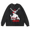 Heavyweight 360g Washed Vintage Baki Hanma Anime Graphic Hoodie-Free Cotton Sweatshirt Men