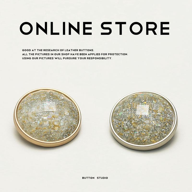 Xiaoxiang Celebrity Style Metal Buttons Versatile Tweed Jacket Double-Sided Nylon Fur Large Clothes Buttons