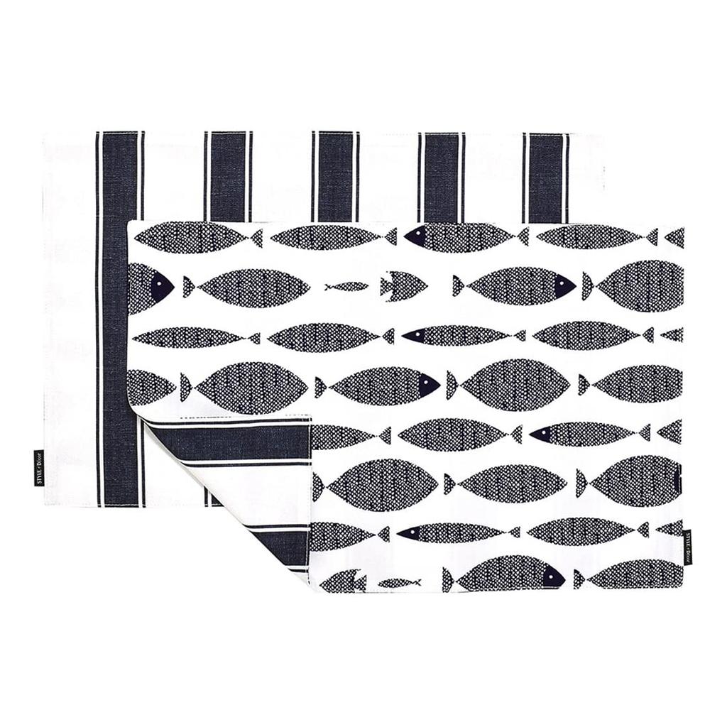 STIL Dekoration Set mit 2 wendbaren Baumwolle x Blaufisch Mittlere Platzsets, 100% (30cm 45cm), Design, W3100500,
