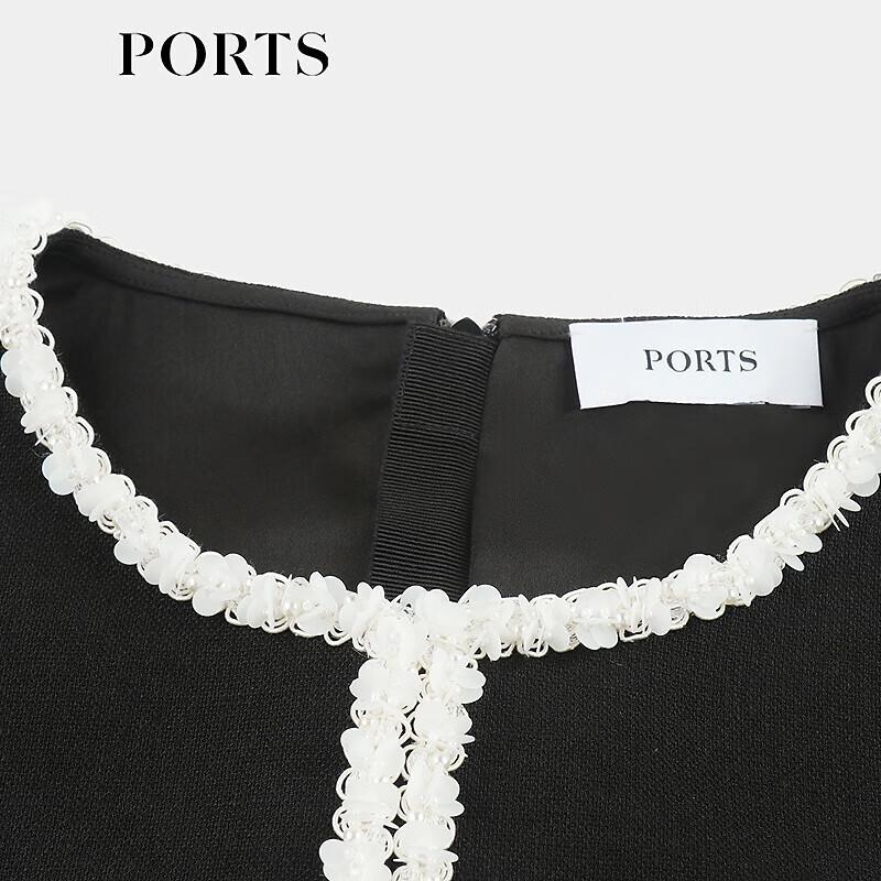 PORTS Women's 2025 Autumn Contrast Edge Acetate Blend Midi Dress