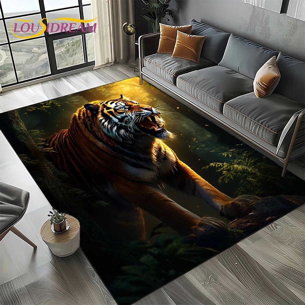 27 Style New Fierce Tiger Lion Leopard Beast Animal Wildlife Cartoon Carpet Rug for Living Room Bedroom Sofa,Non-slip Floor Mat