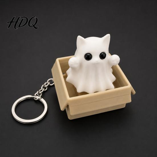 Kleiner festlicher Schlüsselanhänger 3D-gedruckt Halloween Fidget Schlüsselanhänger Niedliches Mumien Geister Katzen Spielzeug Kreative Dekoration Mini Rucksack Anhänger Schmuck Neuheit
