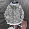 Men Trendy Appliques Print High Street Zipper Hooded Windbreaker Jacket Autumn Casual Long Sleeve Coats