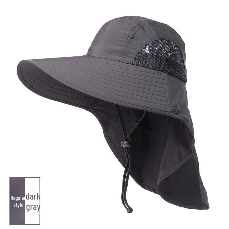 

Мужская широкополая шляпа от солнца с защитой лица и шеи для летней рыбалки на открытом воздухе One Size темно-серого