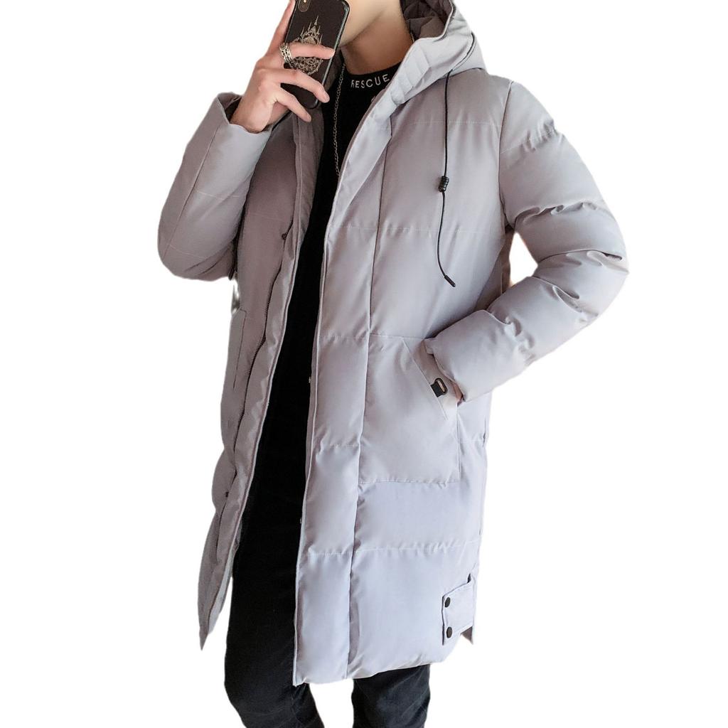 Medium-length Cotton Clothing Men's Section of The Winter of The New Loose Hooded Bakery Clothes Cotton Jacket Thickened Down Cotton Coat