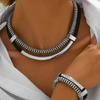 Exaggerated Hip-Hop Style Necklace Bracelet Set Black and White Fashion Jewelry  Performance Wear
