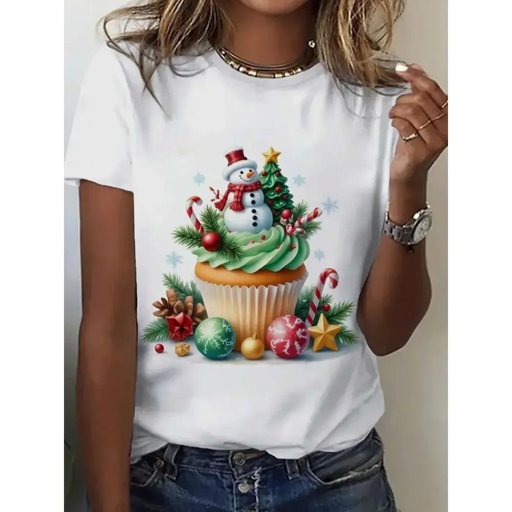 3D Kätzchen Druck Damen T-Shirt Alltags Lässig Damenmode Kurzarm Damen Locker Und Bequem Weihnachten Oberteil