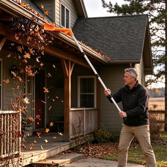 Roof Eaves Debris Removal No-Climb Gutter Cleaning Tool, Ground-Level Cleaner with 45-Degree & 120-Degree Multi-Angle Head, Home Exterior Supplies