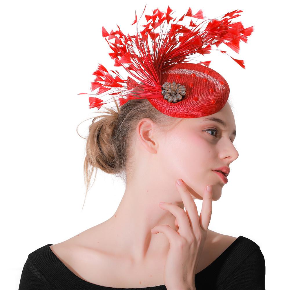 New Top Hat Linen Ladies Hat Feather Shape Bridal Top Hat Wedding Banquet Linen