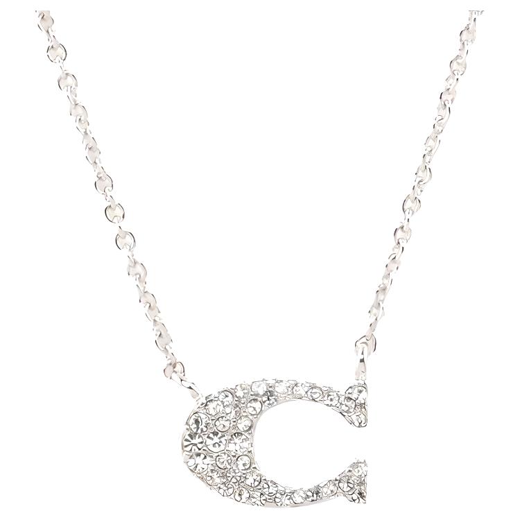 Coach Letter C Logo Necklace Women necklace Silver F91433-SLV Basic Packaging-Box Not Included,One Size,Silver