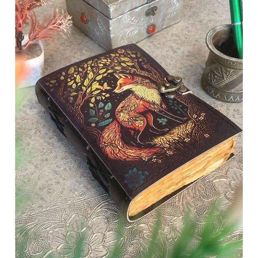 Handmade Leather Journal Fox Vintage Notebook Diary for Gift Diary