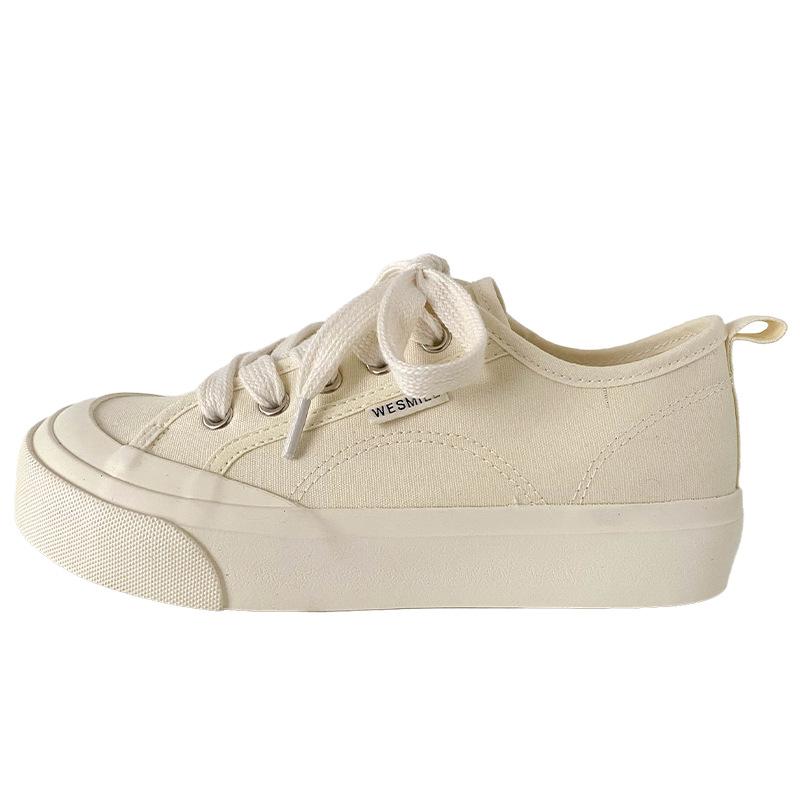

BE-6865 Latex insole/platform white shoes women s shoes board shoes small black shoes canvas shoes 2025 new breathable 40 бежевий