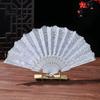 Chinese Style Sturdy Plastic Rib Fan Vintage Lace Folding Portable Floral Pattern Elegant Handheld Lightweight for Tea Wear Hand Dance Performance