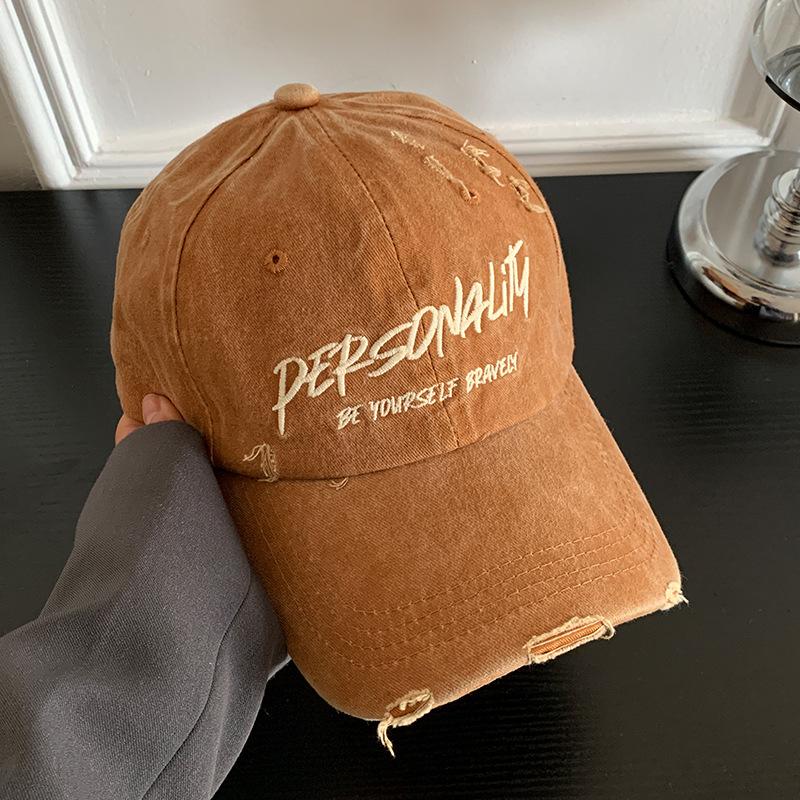 

High quality retro embroidered baseball cap women s trendy brand versatile deep top big head circumference hat soft top cap men Adjustable оранжевый