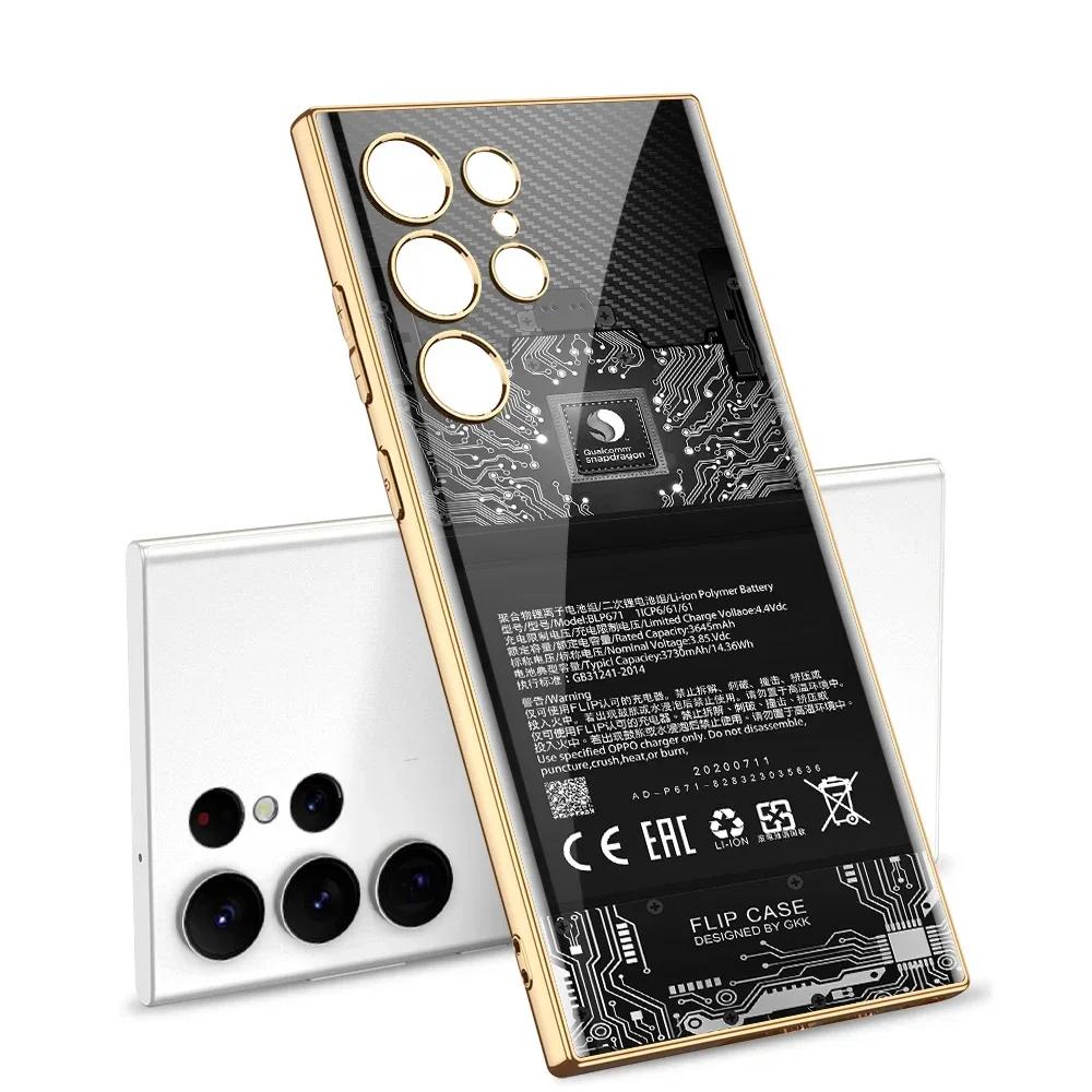 

Чехол из окрашенного закаленного стекла для Samsung Galaxy S24 S23 Ultra, роскошное гальваническое покрытие, мягкий край, защитная крышка для Galaxy S24 Ultra Galaxy S25 Plus