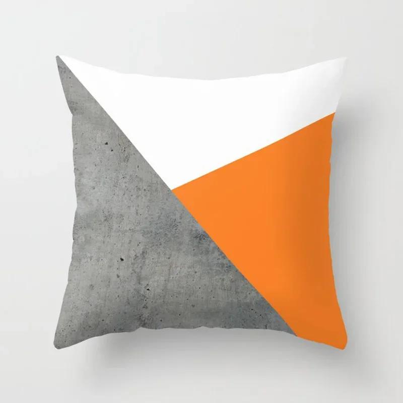 Auto Sofa Kissenbezug Orange Geometrischer Musterdruck Quadratischer Kissenbezug Heimdekor