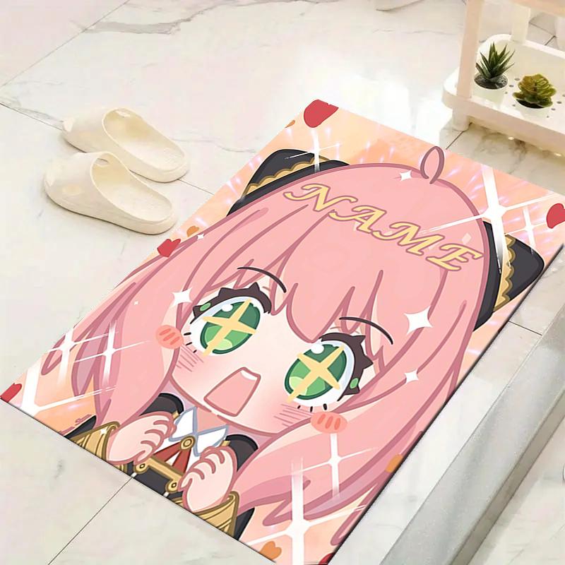 Custom 1Pc Pink Hair Anime Girl Rug Office Carpet Indoor Outdoor Entrance Doormat Nonslip Soft And Comfortable Living Room D2915266